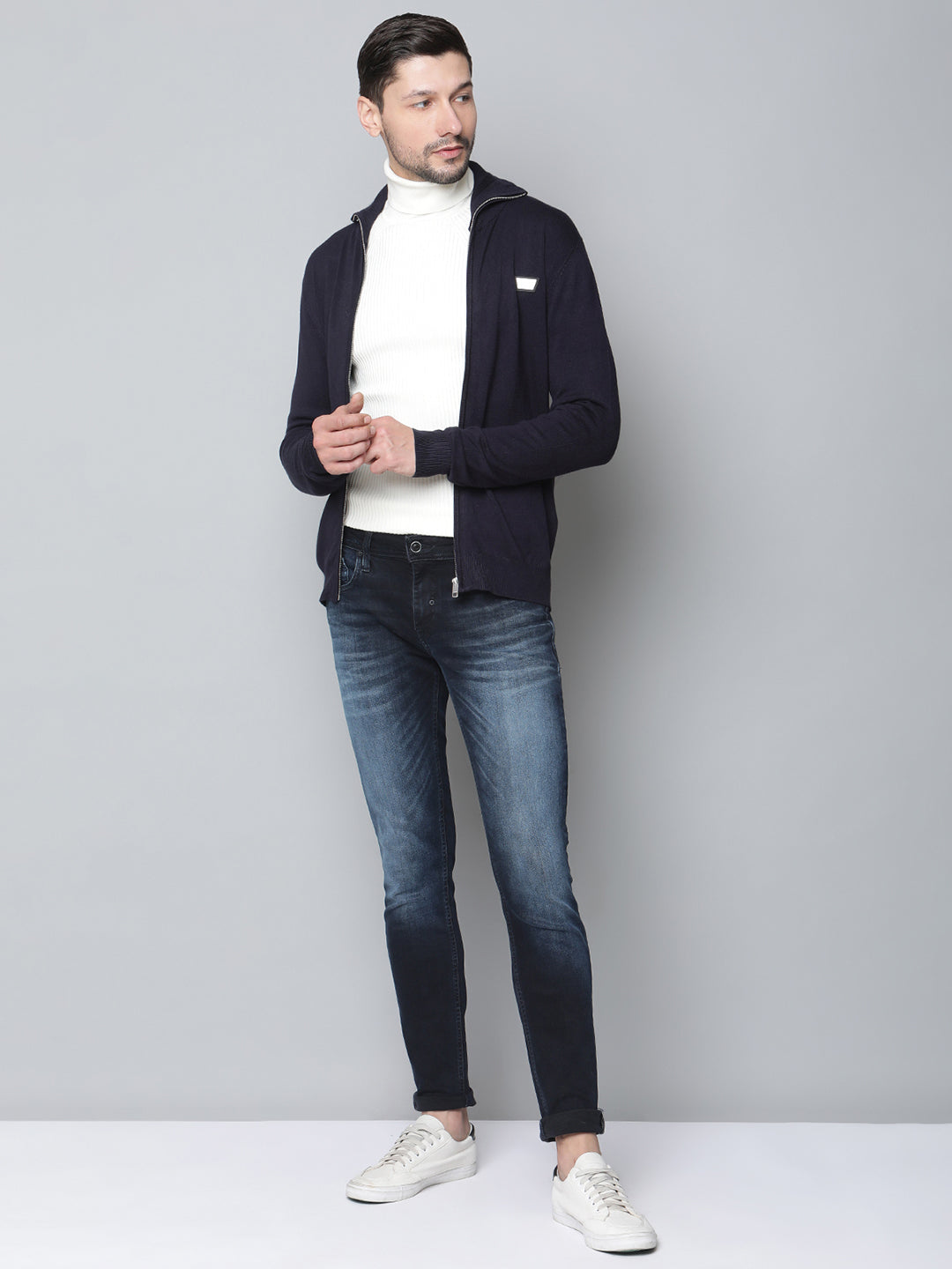 Antony Morato Men Blue Solid Round Neck Sweater