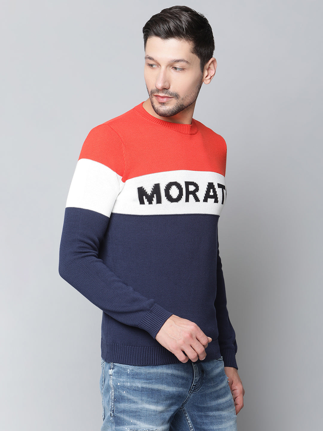 Antony Morato Men Blue Solid Round Neck Sweater