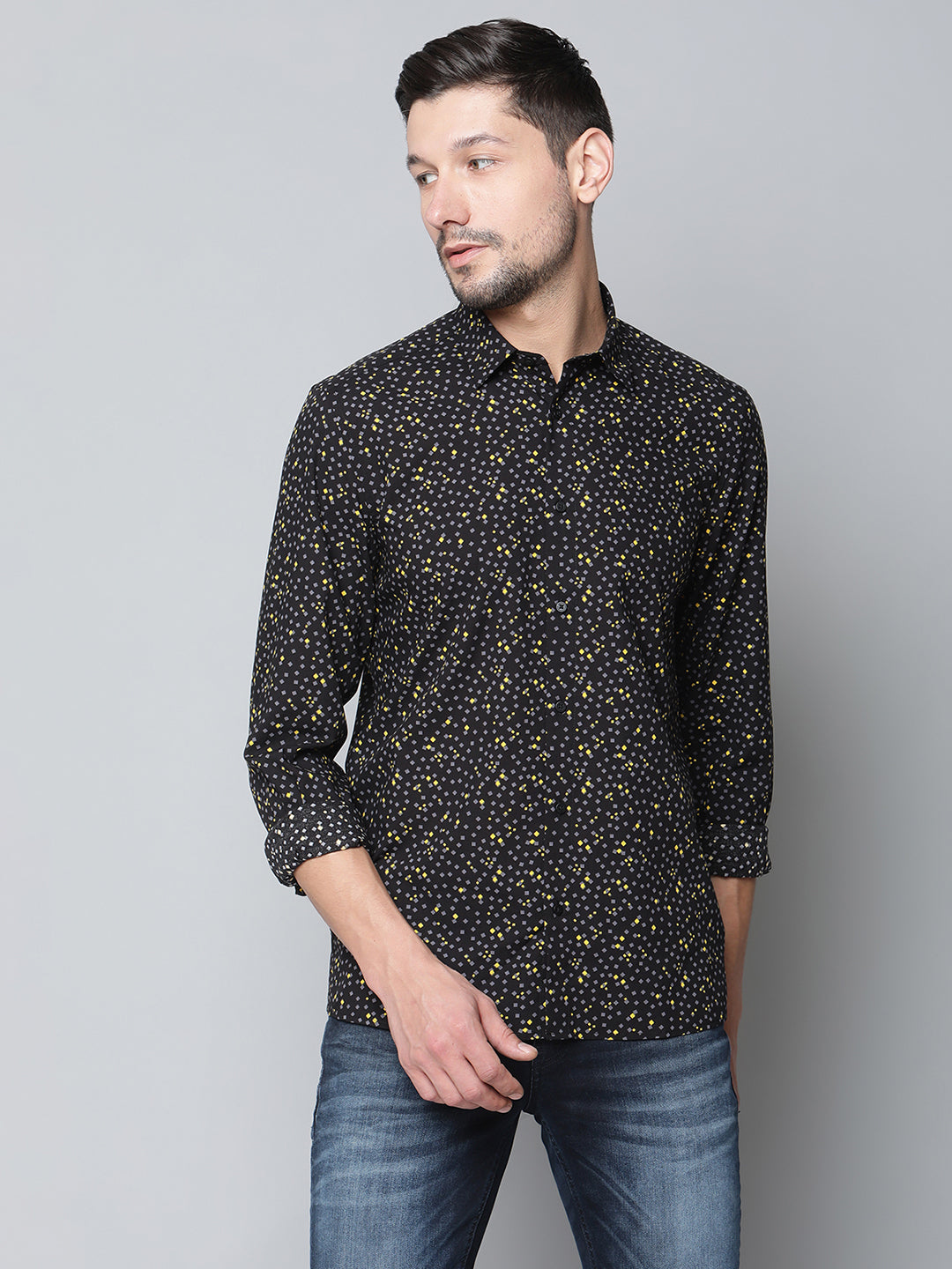 Antony Morato Black Printed Regular Fit Shirt