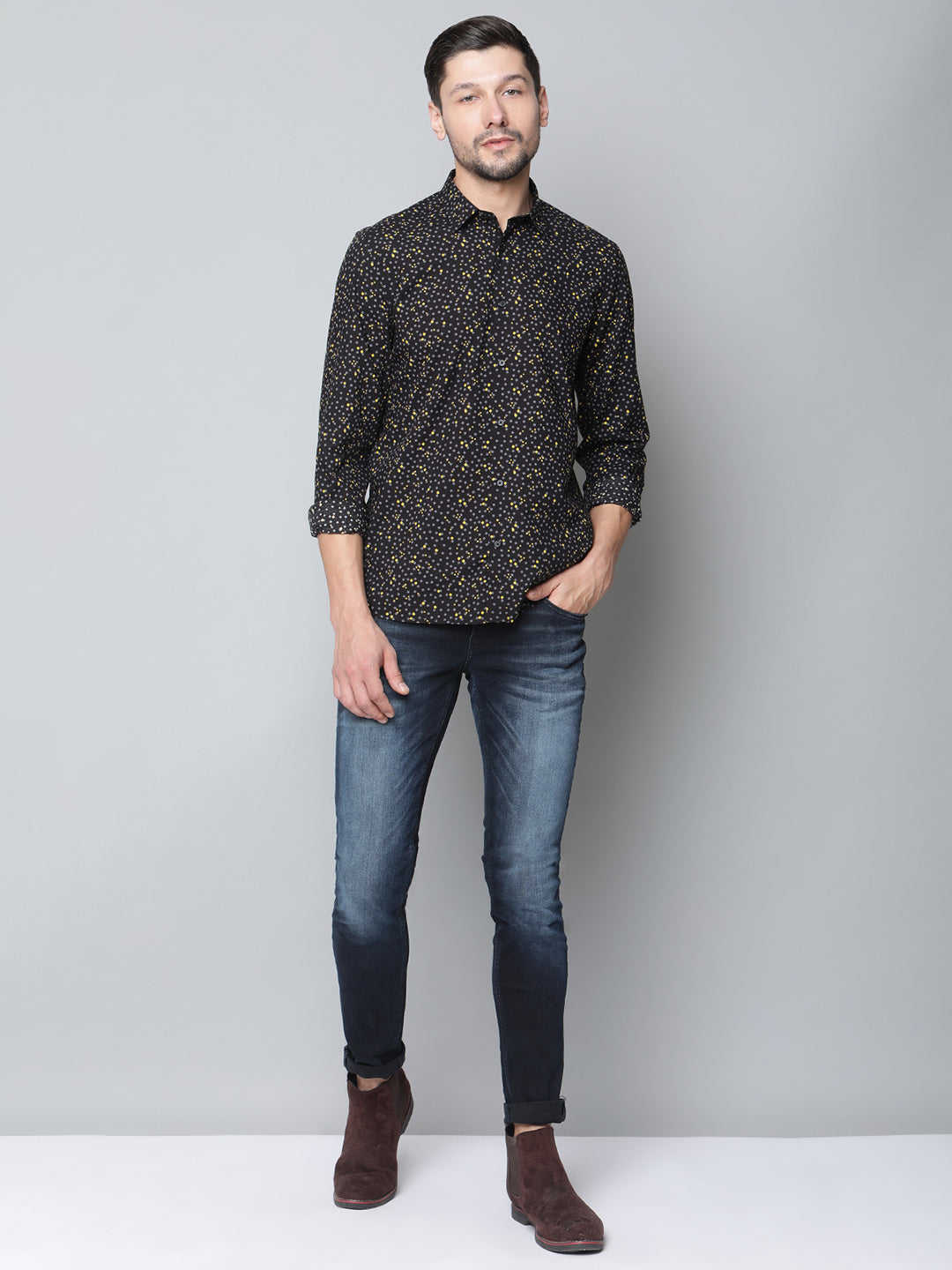 Antony Morato Black Printed Regular Fit Shirt
