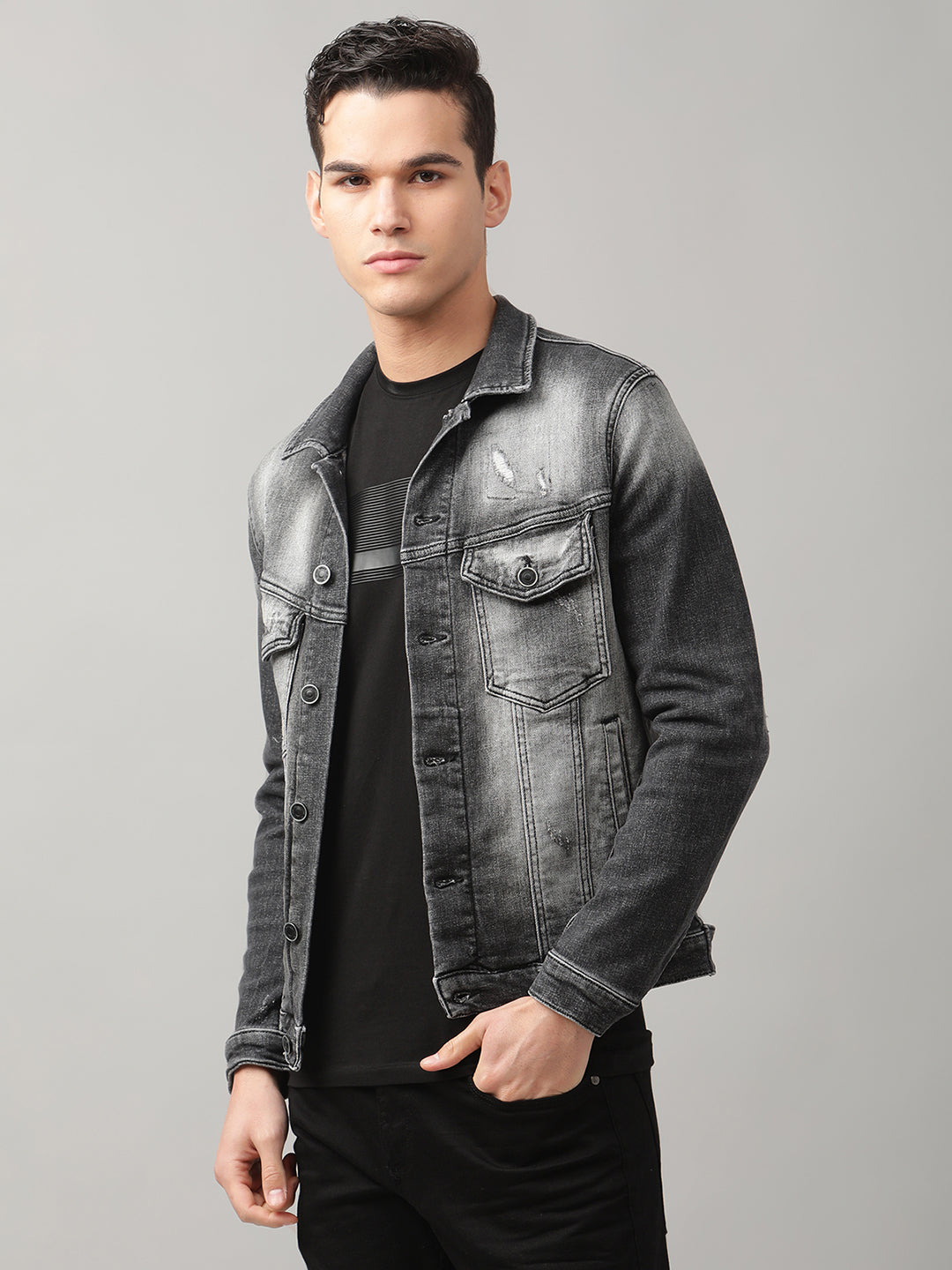 Antony Morato Men Black Solid Collar Jacket