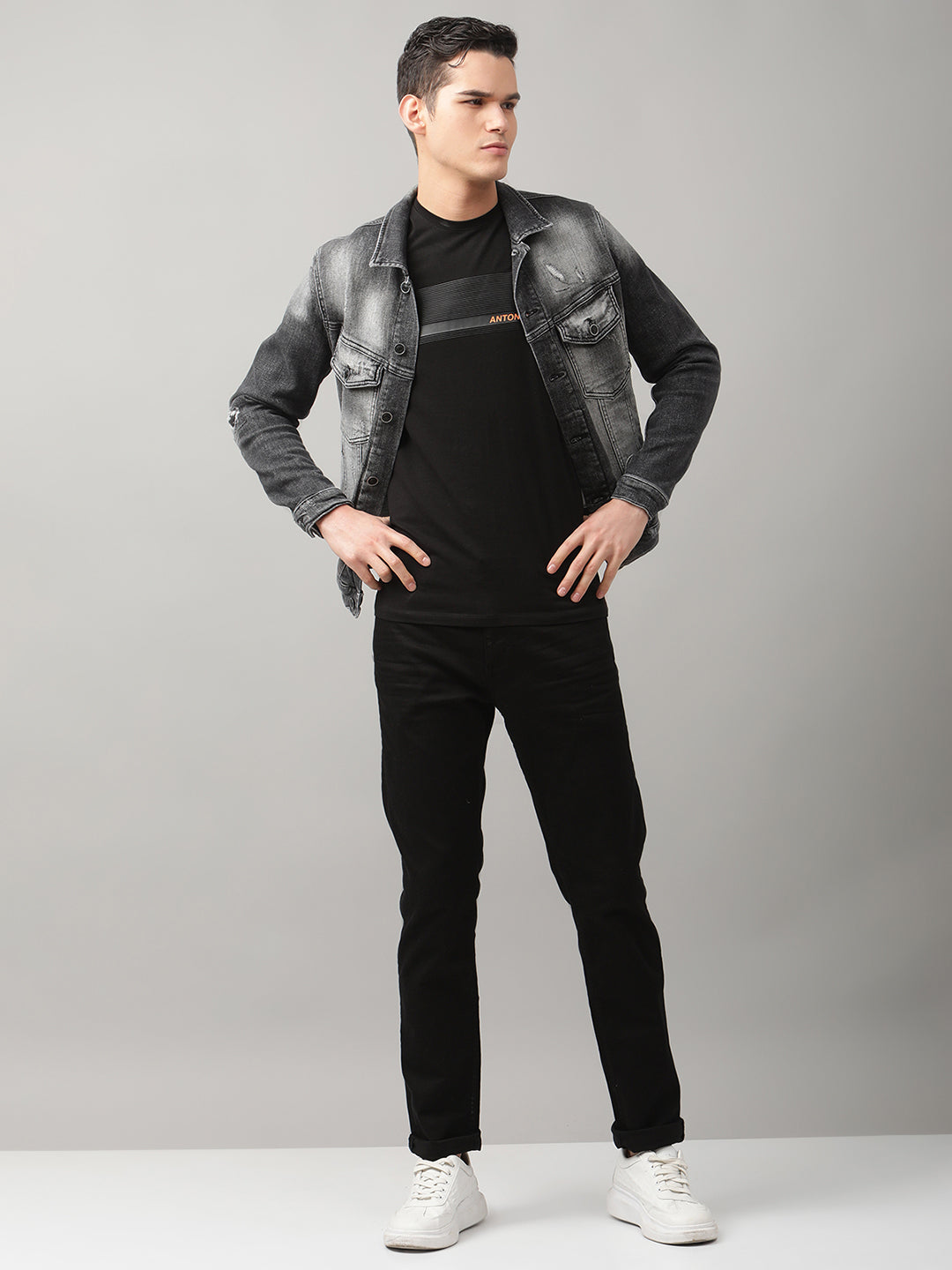 Antony Morato Men Black Solid Collar Jacket
