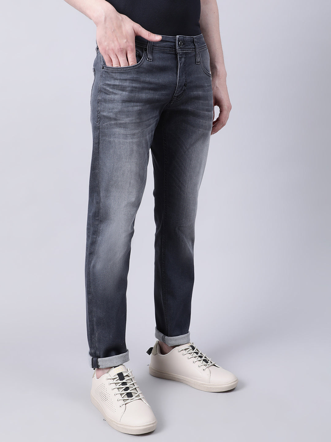 Antony Morato Men Grey Slim Fit Low Distress Heavy Fade Jeans