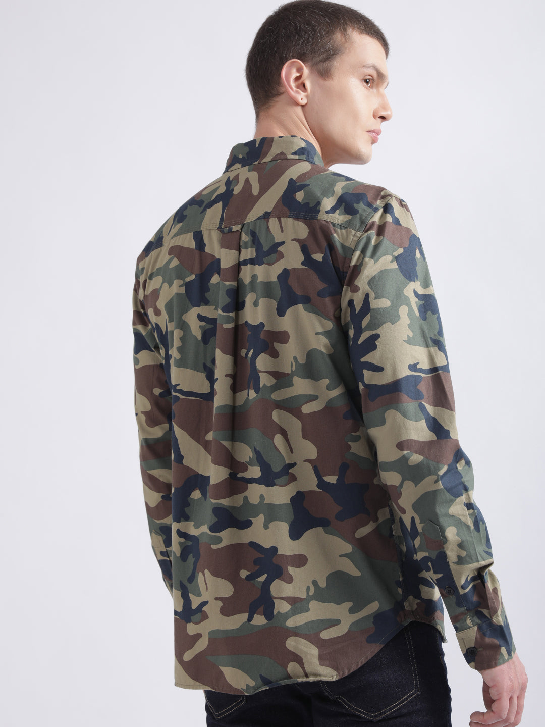 True Religion Multi Camo Printed Triple Needle Regular Fit Shirt