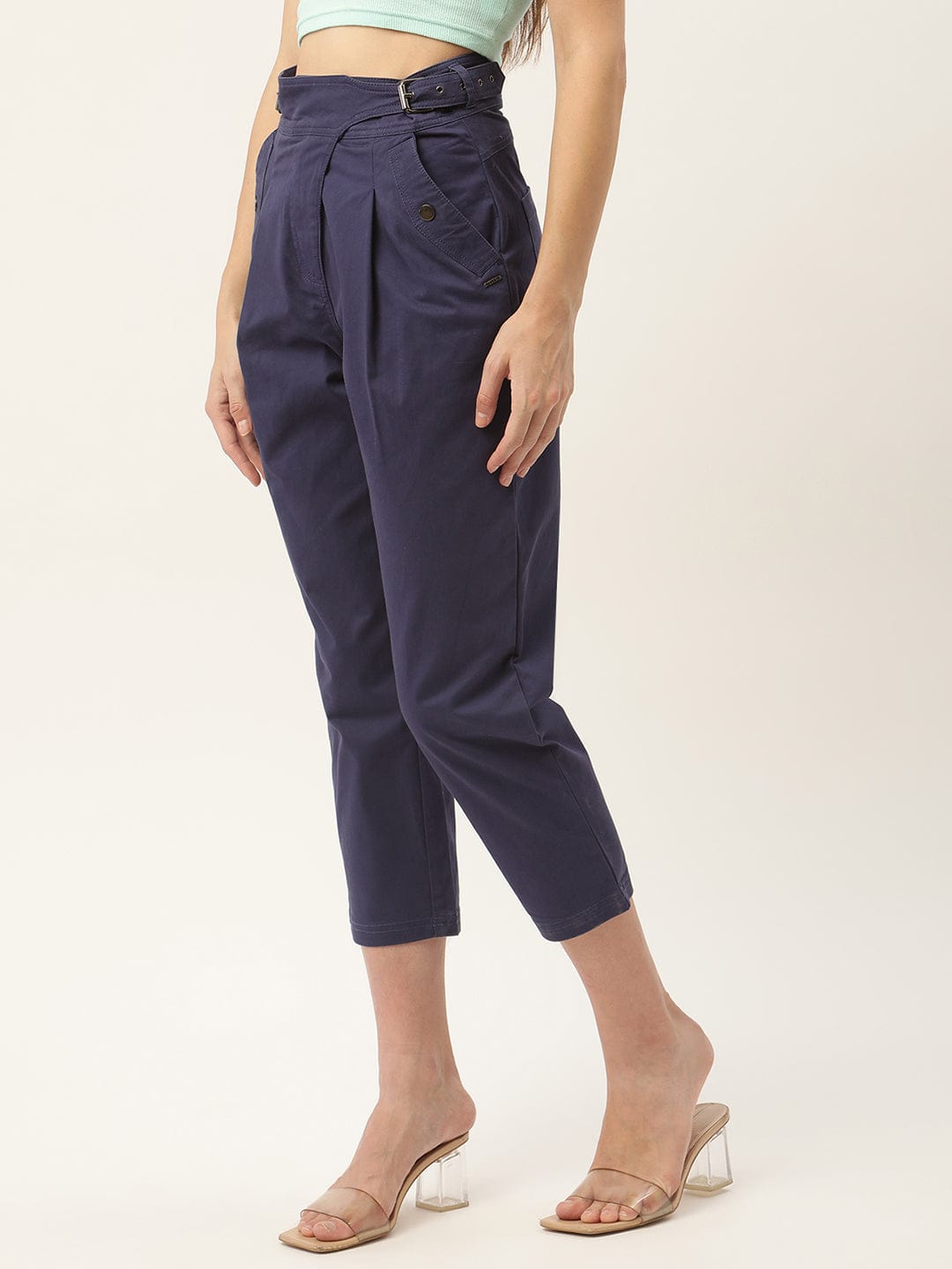 Elle Women Blue Regular Fit Trouser