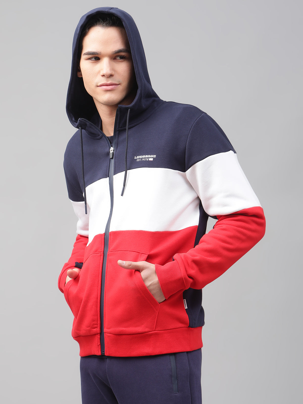 Lindbergh Men Blue Solid Round Neck Sweatshirt