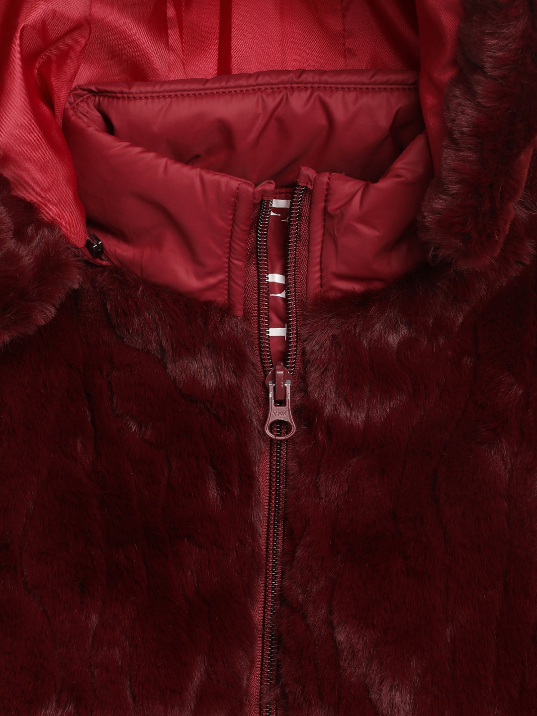 Elle Kids Girls Maroon Solid Collar Jacket