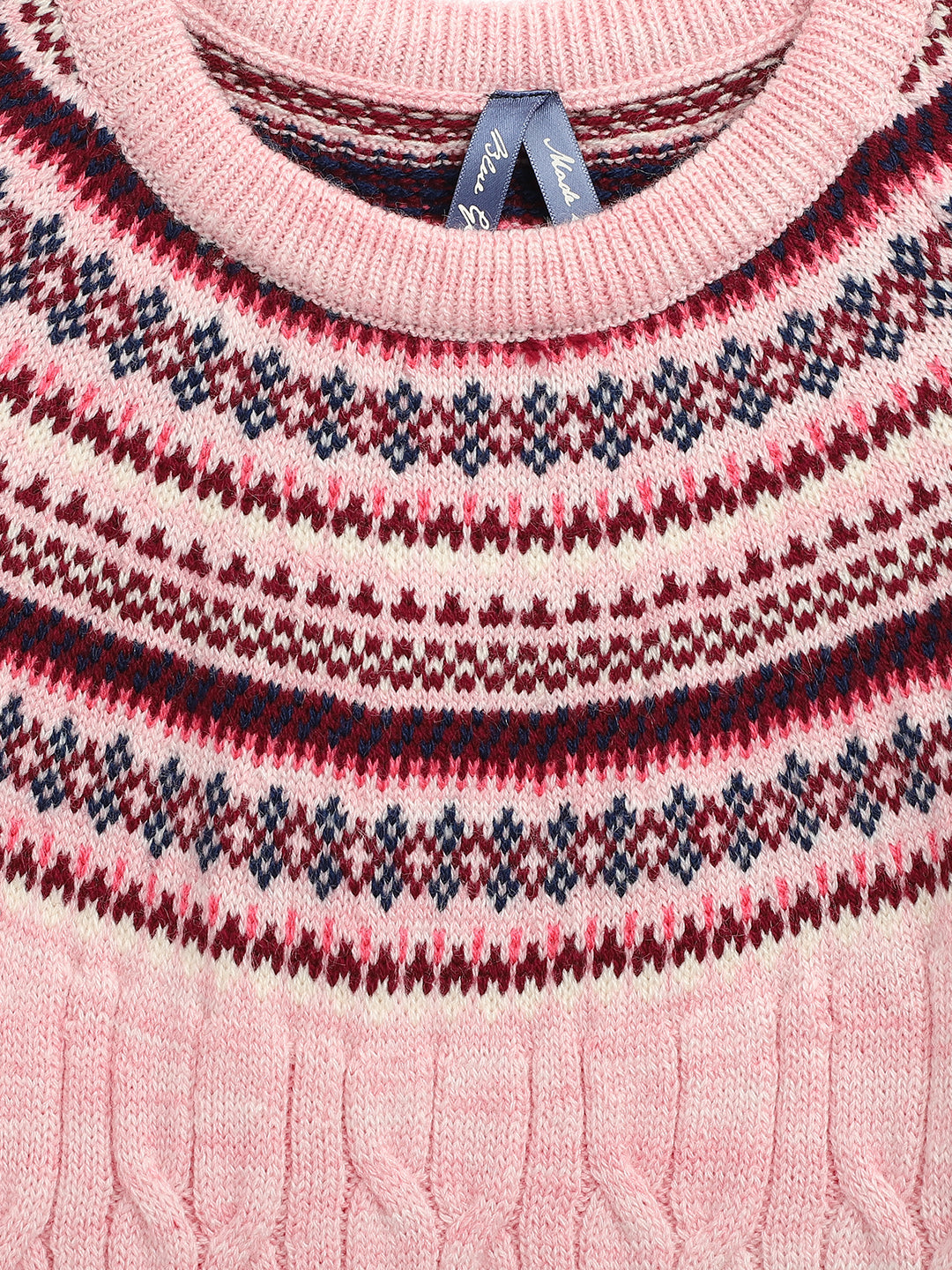 Blue Giraffe Girls Pink Solid Round Neck Sweater