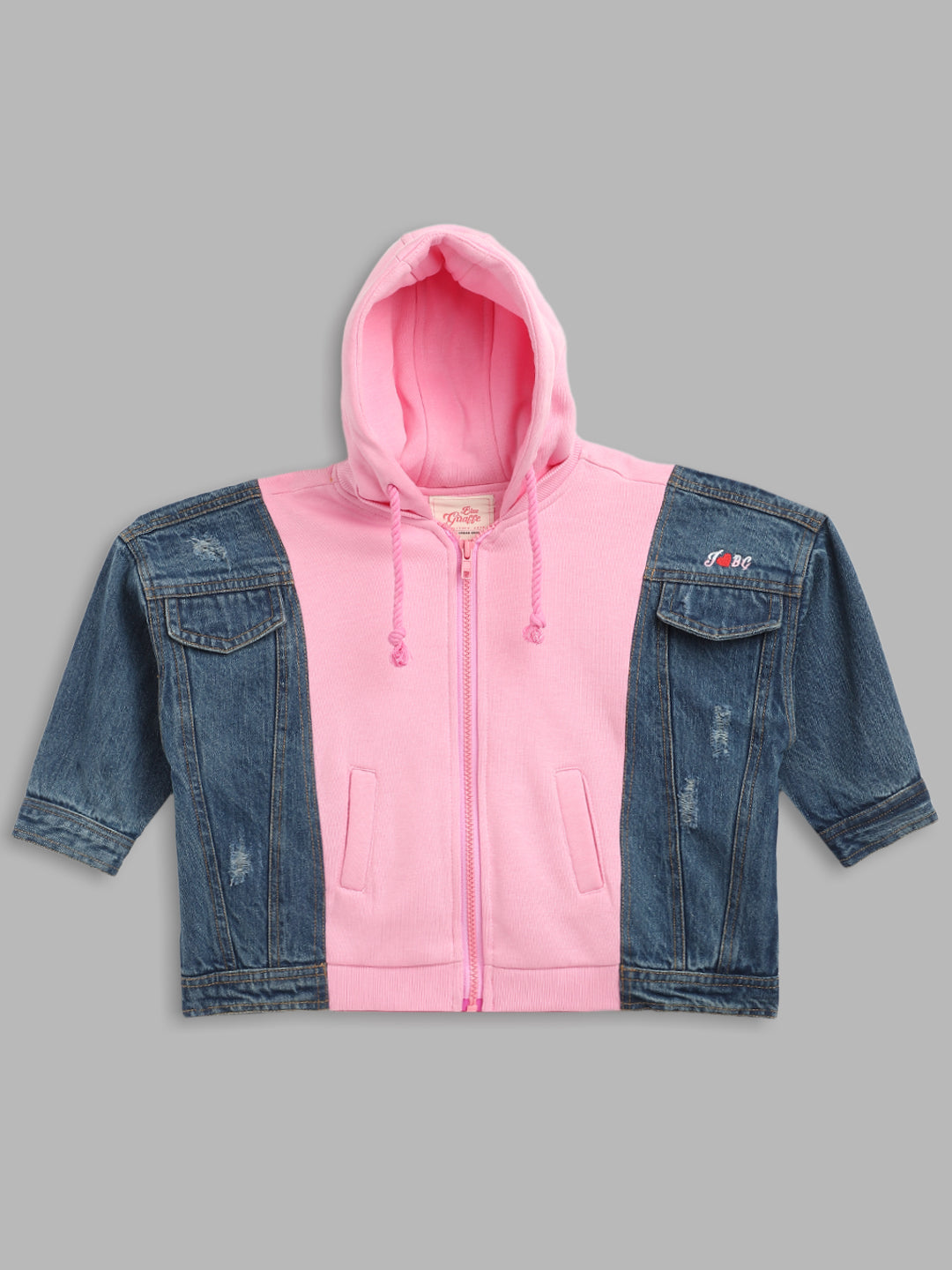 Blue Giraffe Girls Multi Solid Collar Jacket