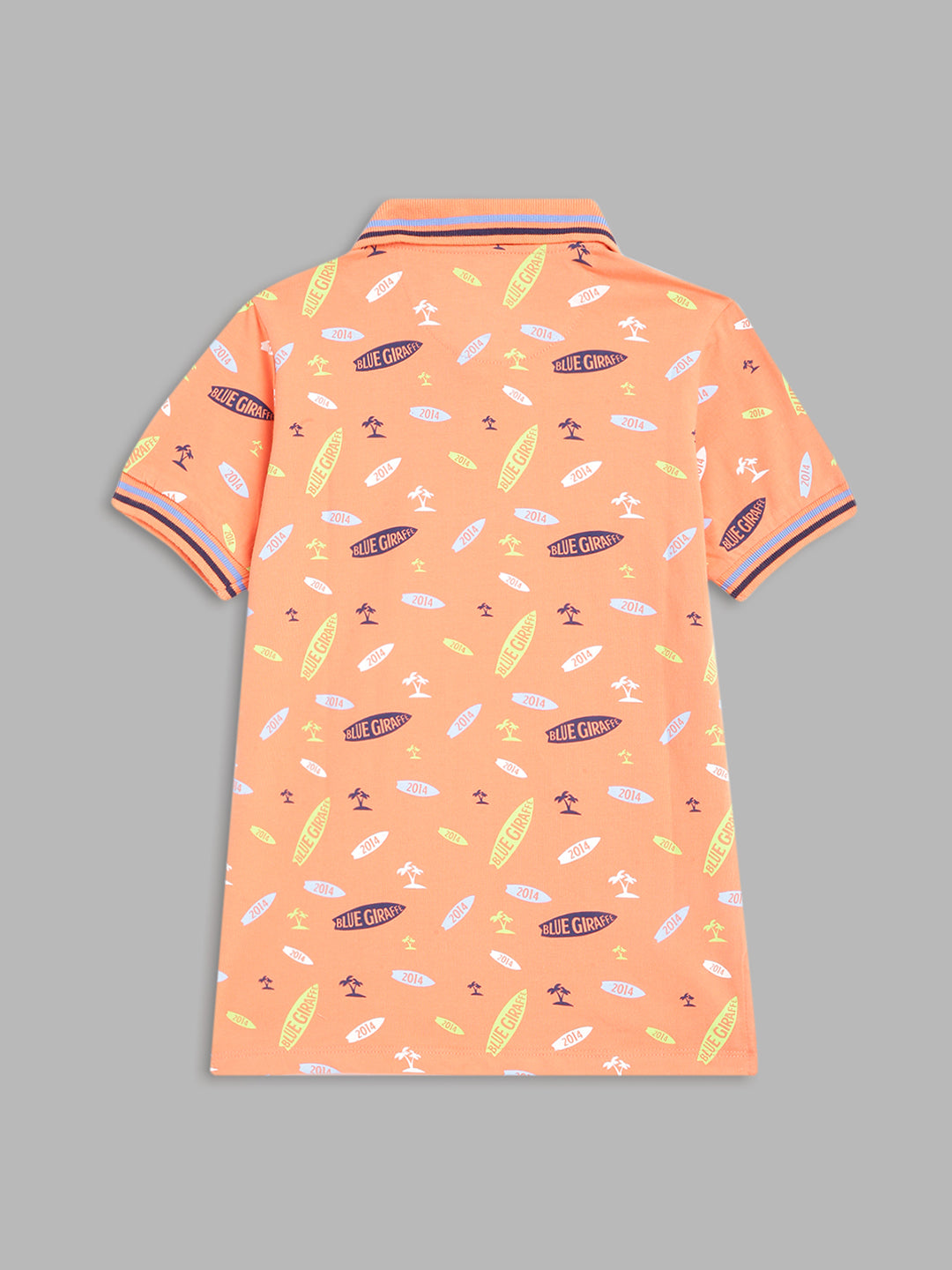Blue Giraffe Boys Peach Printed Polo TShirt
