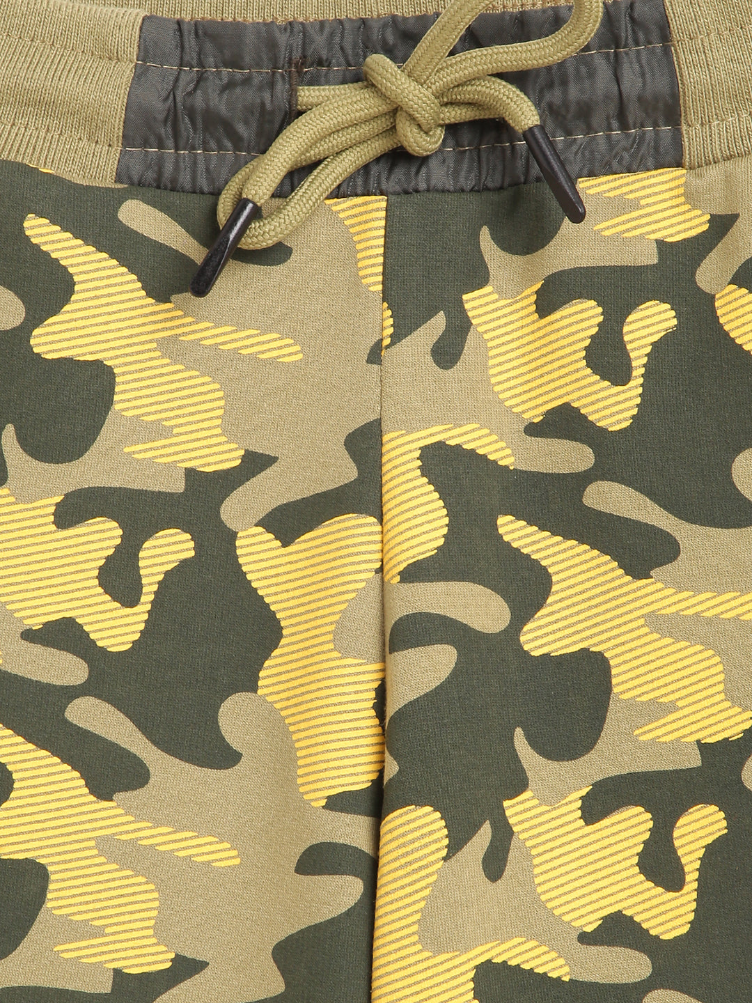 Blue Giraffe Boys Olive Printed Regular Fit Shorts