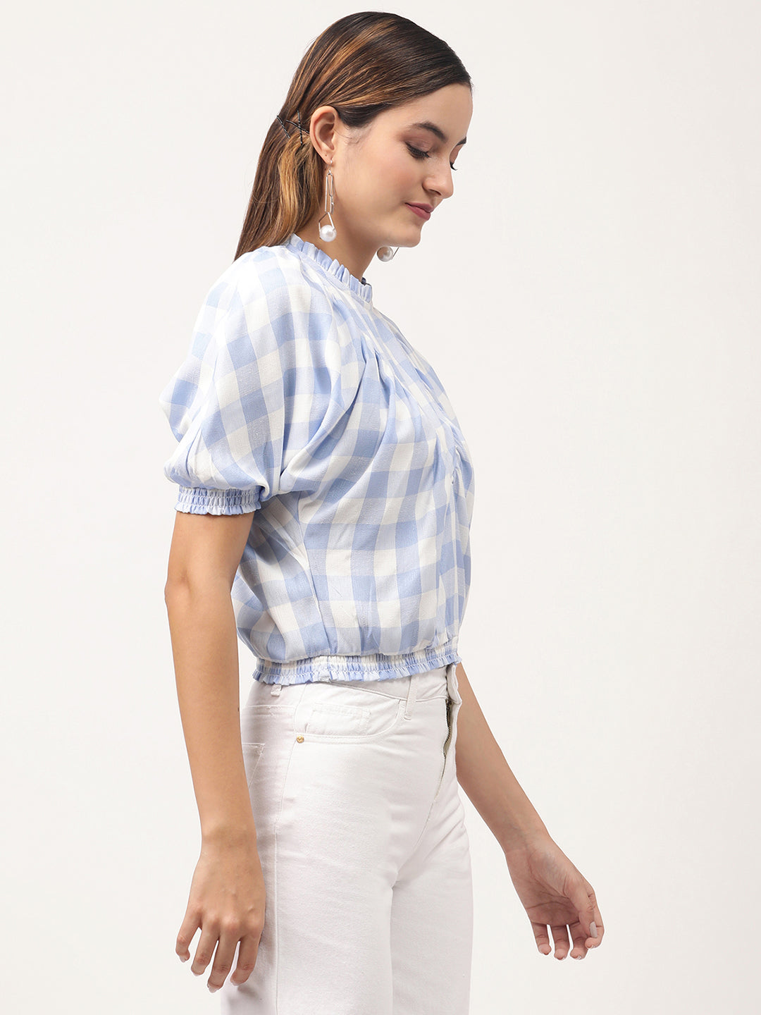 Centre Stage Women Multi Checked Round Neck Top