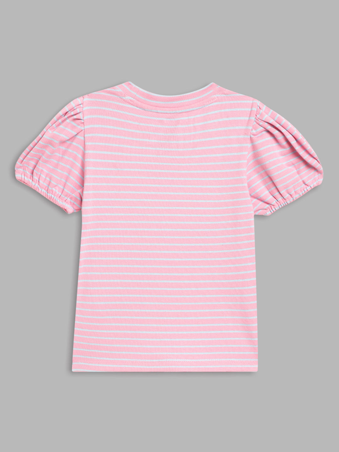 Blue Giraffe Girls Pink Printed Round Neck TShirt