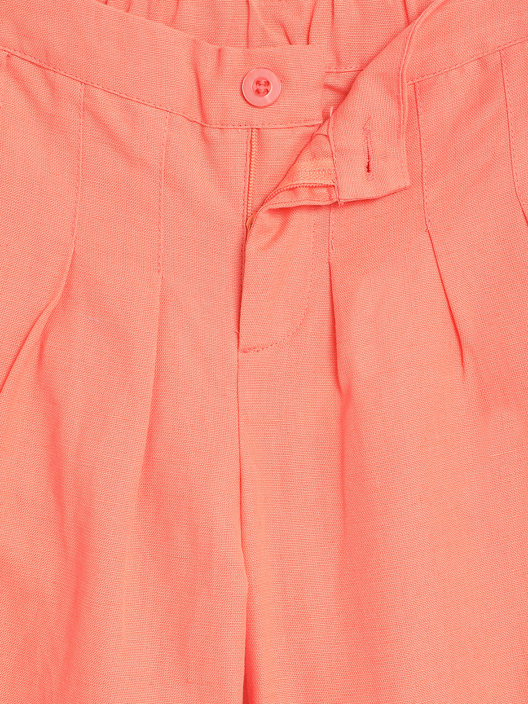 Blue Giraffe Girls Peach Solid Straight Fit Trouser