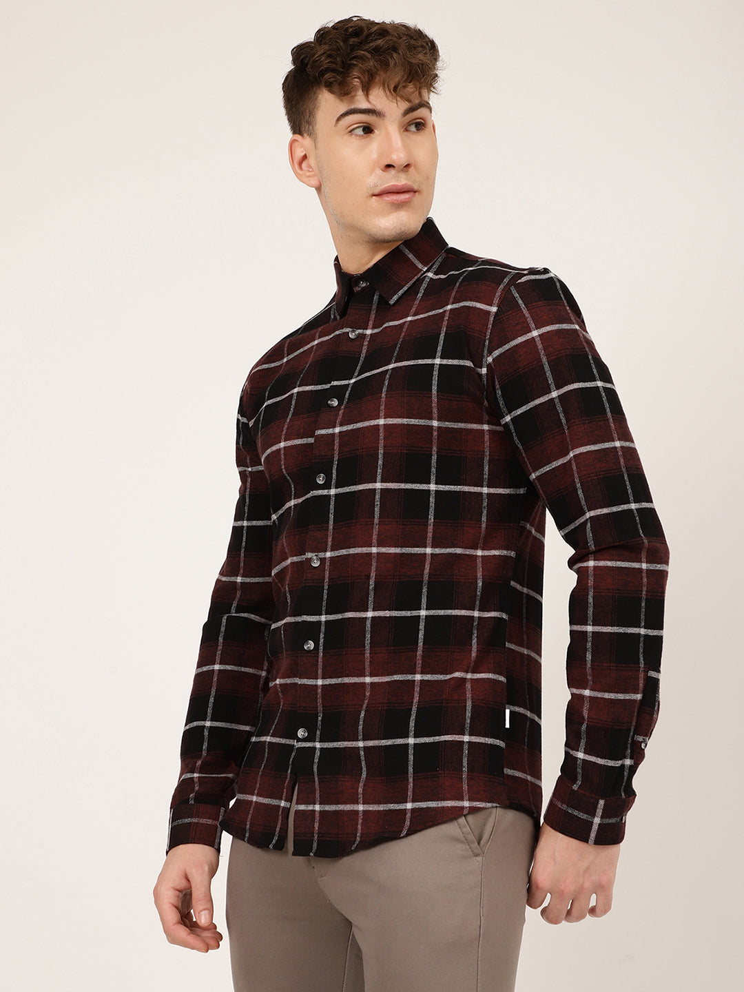 Lindbergh Men Checks Collar Shirt