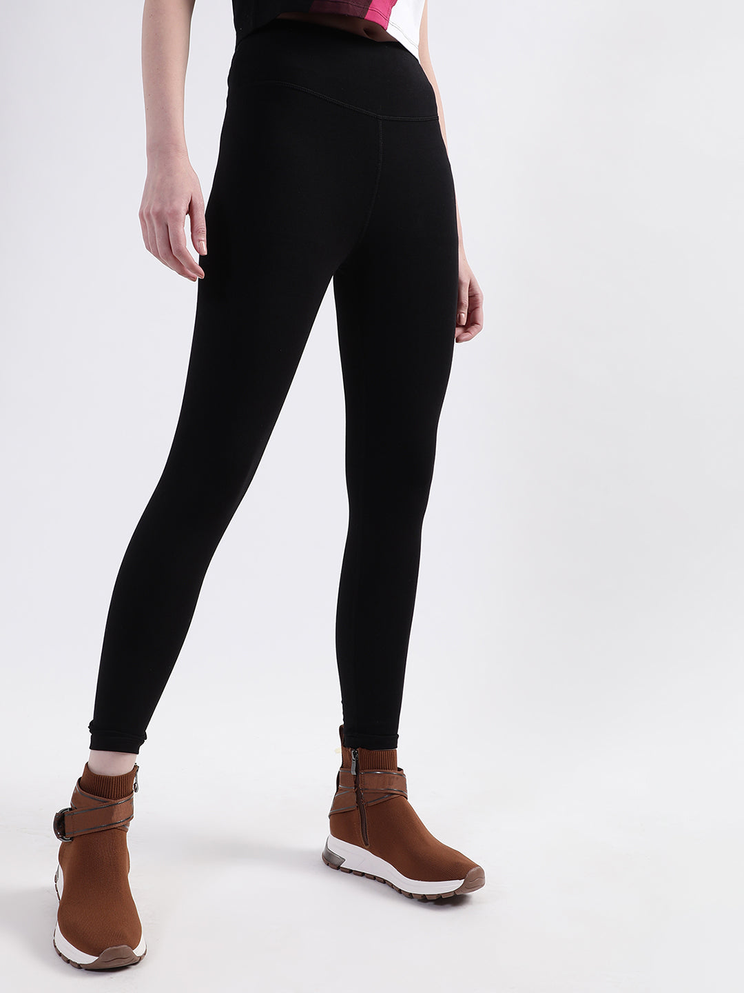 DKNY Women Black Solid Regular Fit Leggings