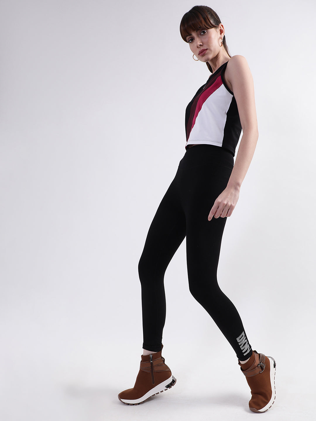 DKNY Women Black Solid Regular Fit Leggings