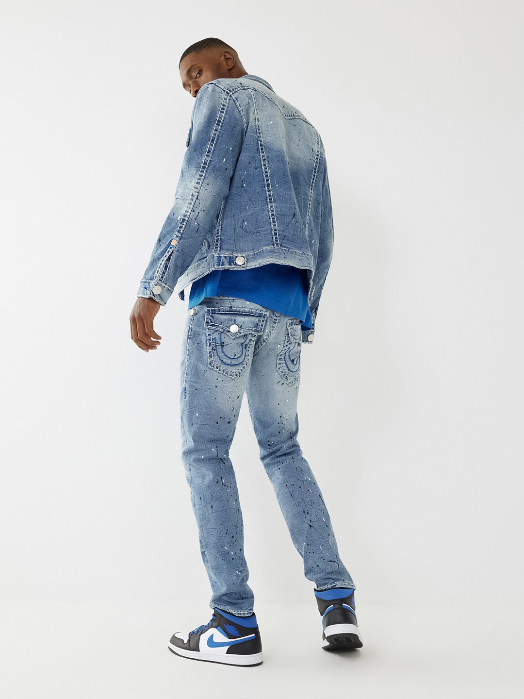 True Religion Men Black Washed Collar Jacket