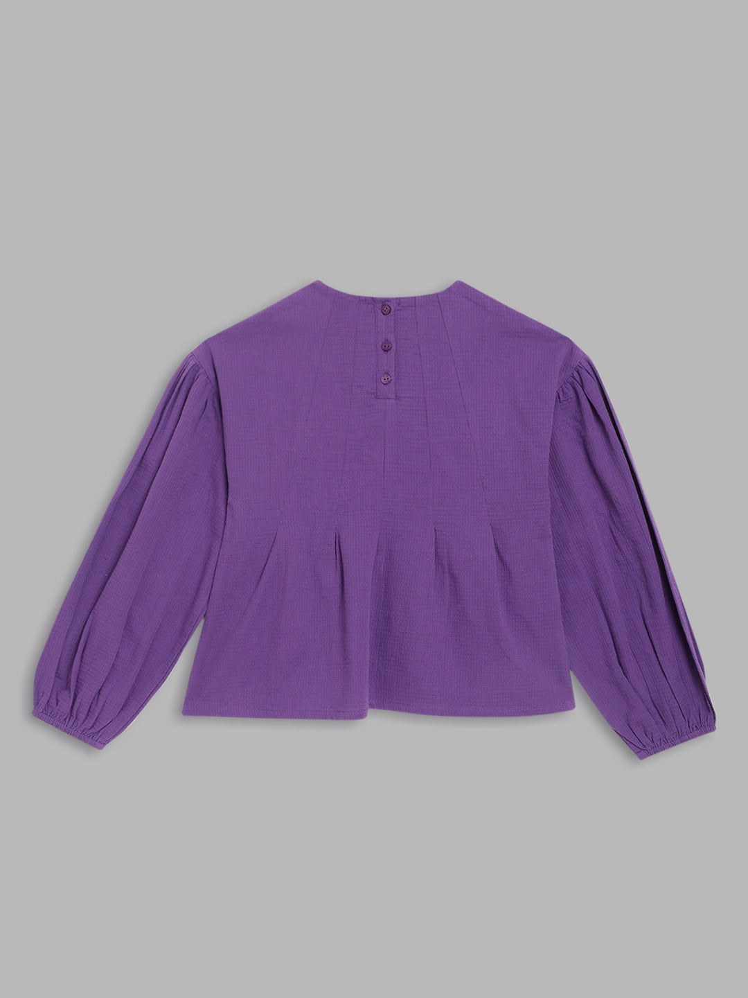 Elle Kids Girls Purple Solid Round Neck Top