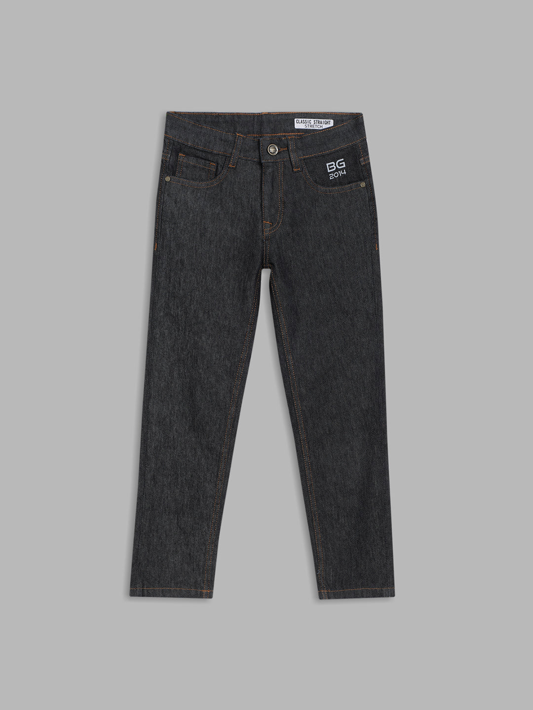 Blue Giraffe Boys Solid Blue Straight Fit Jeans