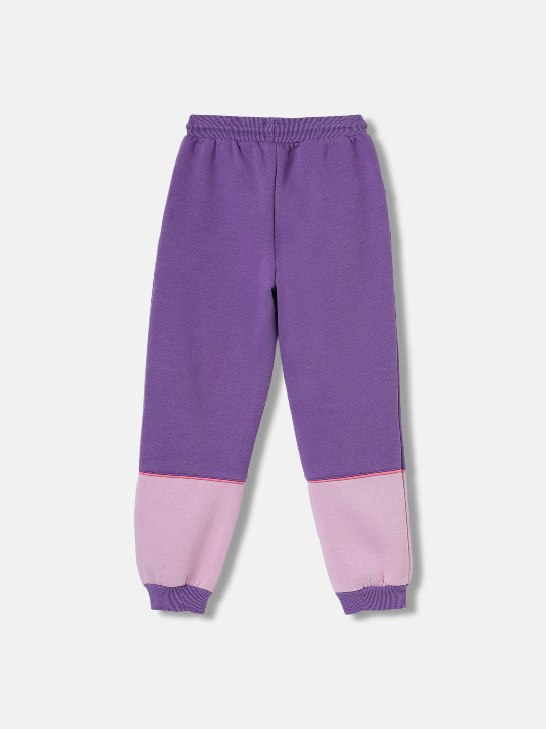 Elle Kids Girls Purple Colour blocked Regular Fit Sweatpant