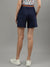 Iconic Women Navy Blue Solid Regular Fit Shorts