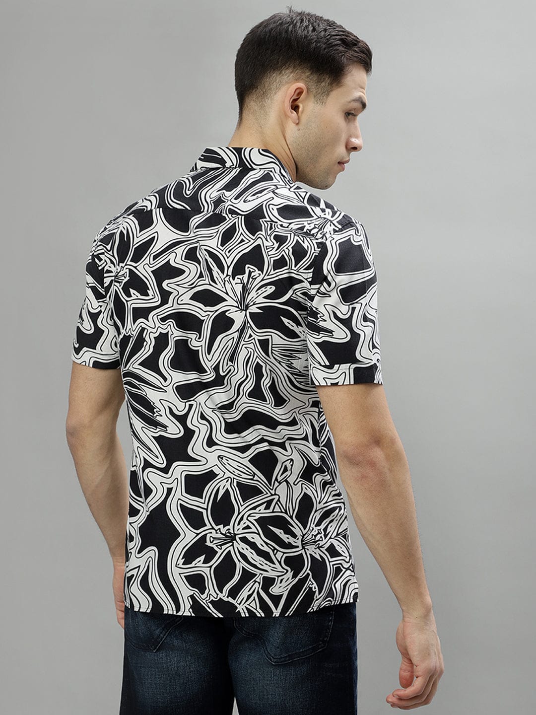 Iconic Men Black Shirt Collar Shirt