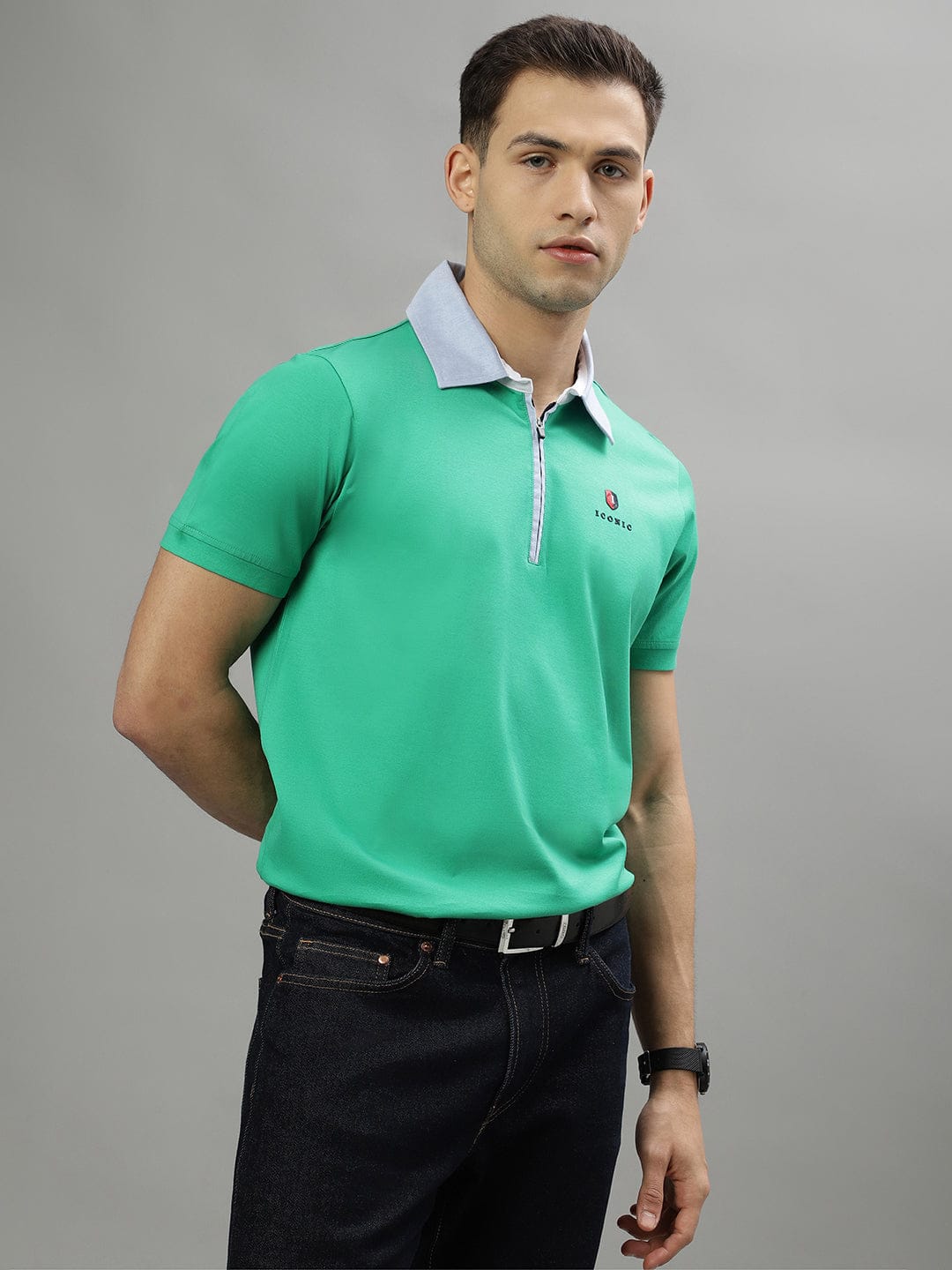 Iconic Men Green Polo Tshirt