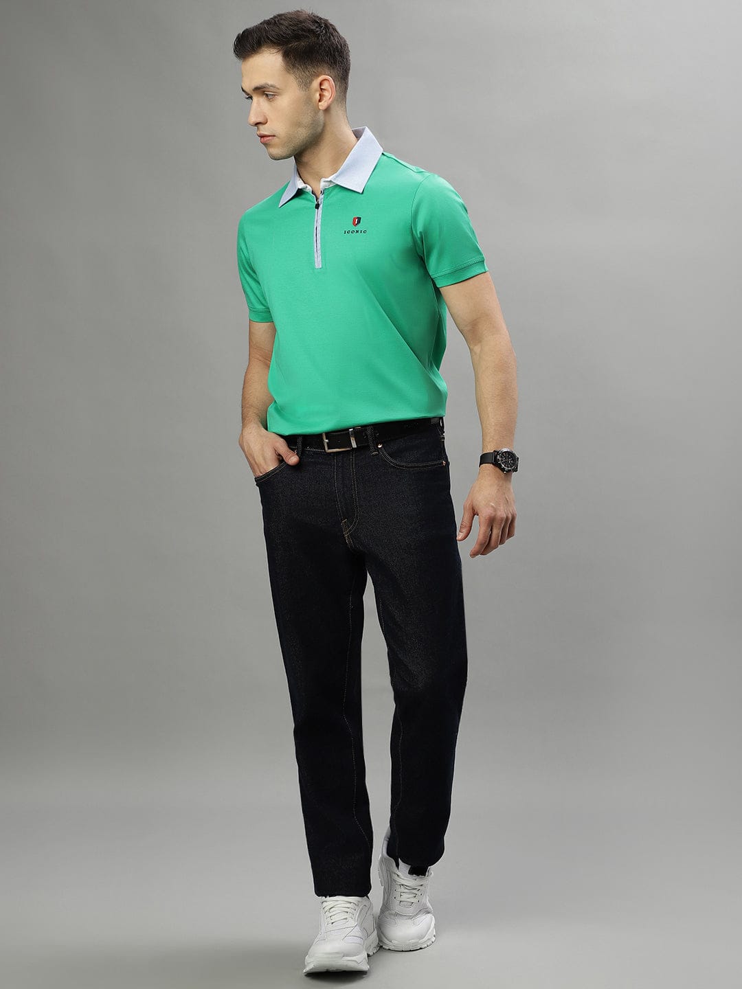 Iconic Men Green Polo Tshirt