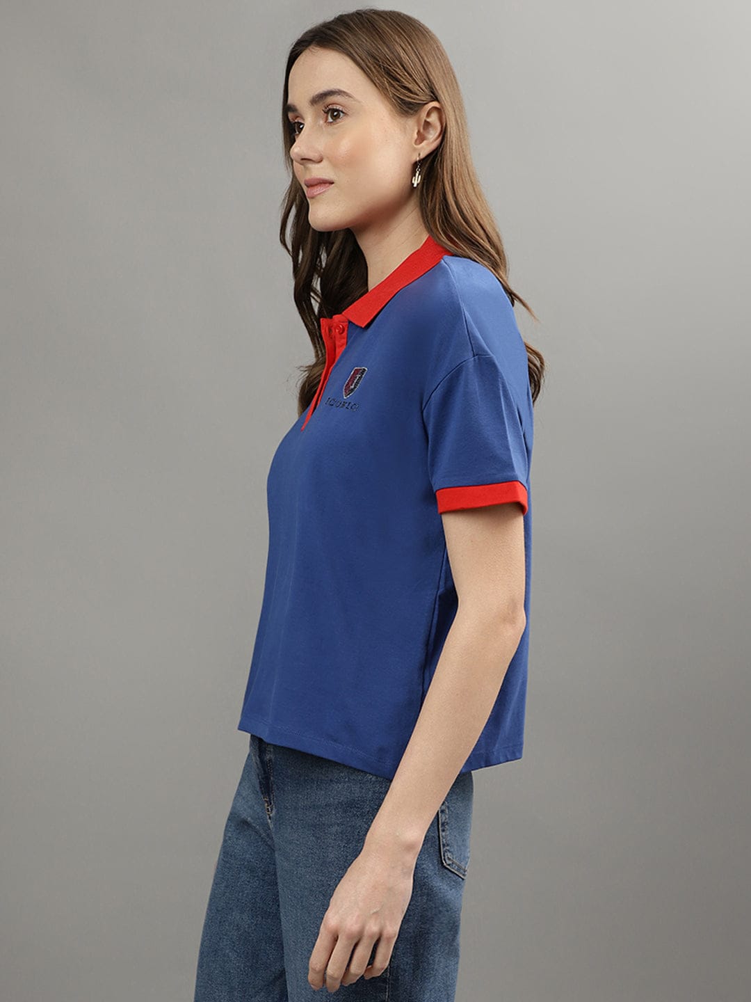 Iconic Women Blue Polo Tshirt
