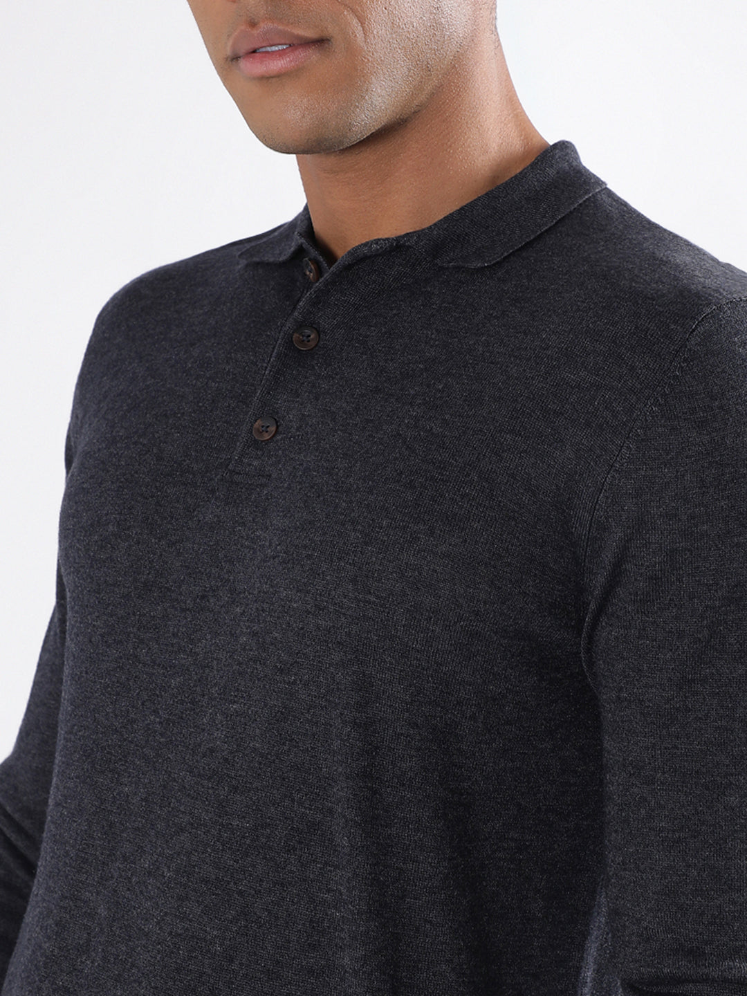 Bruun & Stengade Men Solid Full Sleeves Polo Neck Sweater