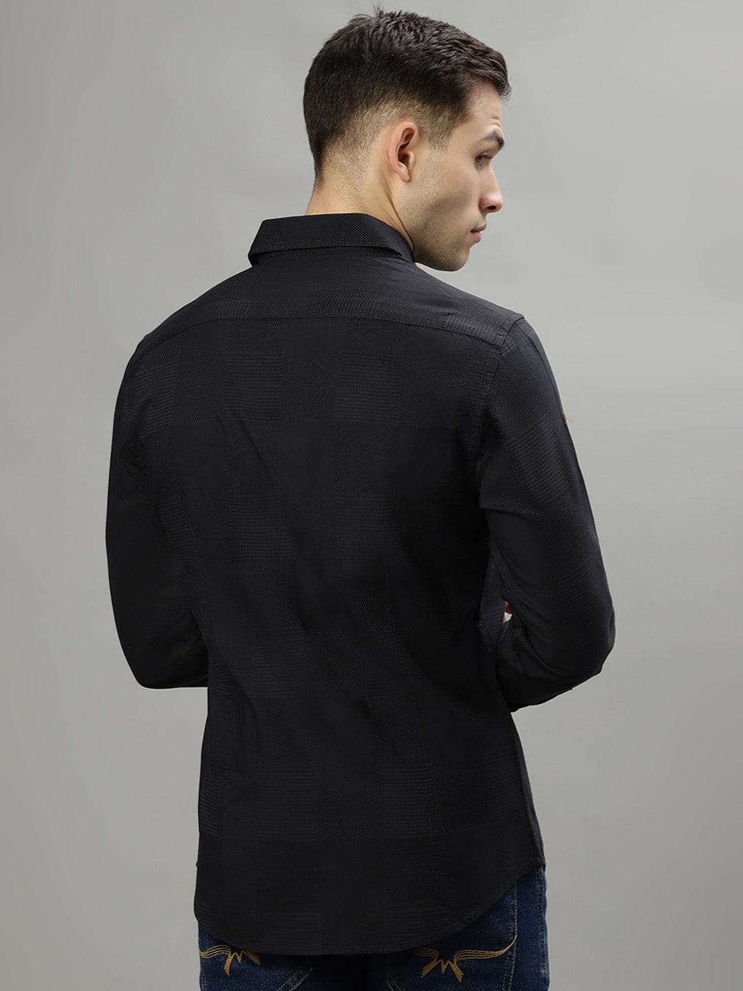 Iconic Men Black Shirt Collar Shirt