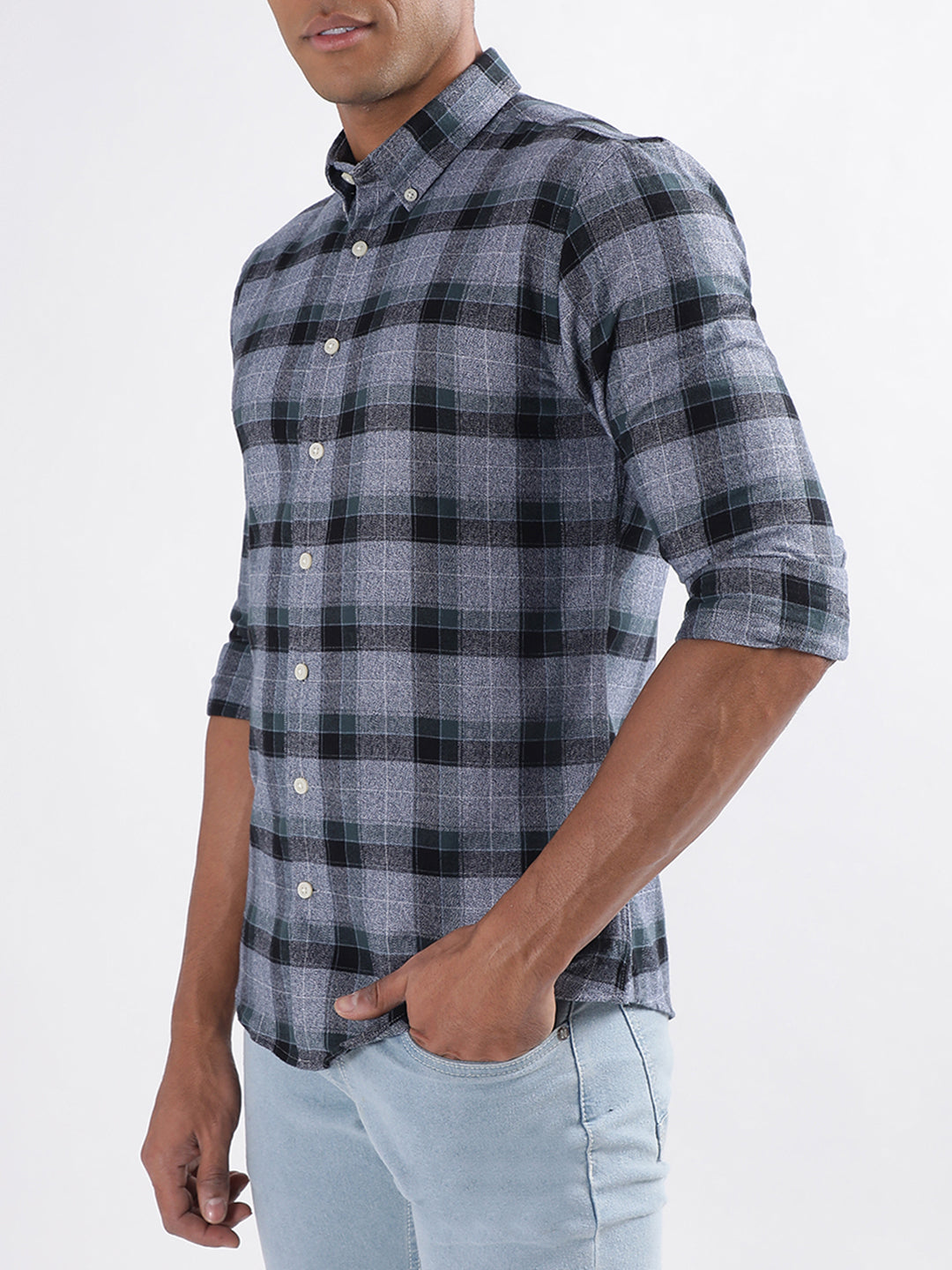 Lindbergh Green Checked Slim Fit Shirt