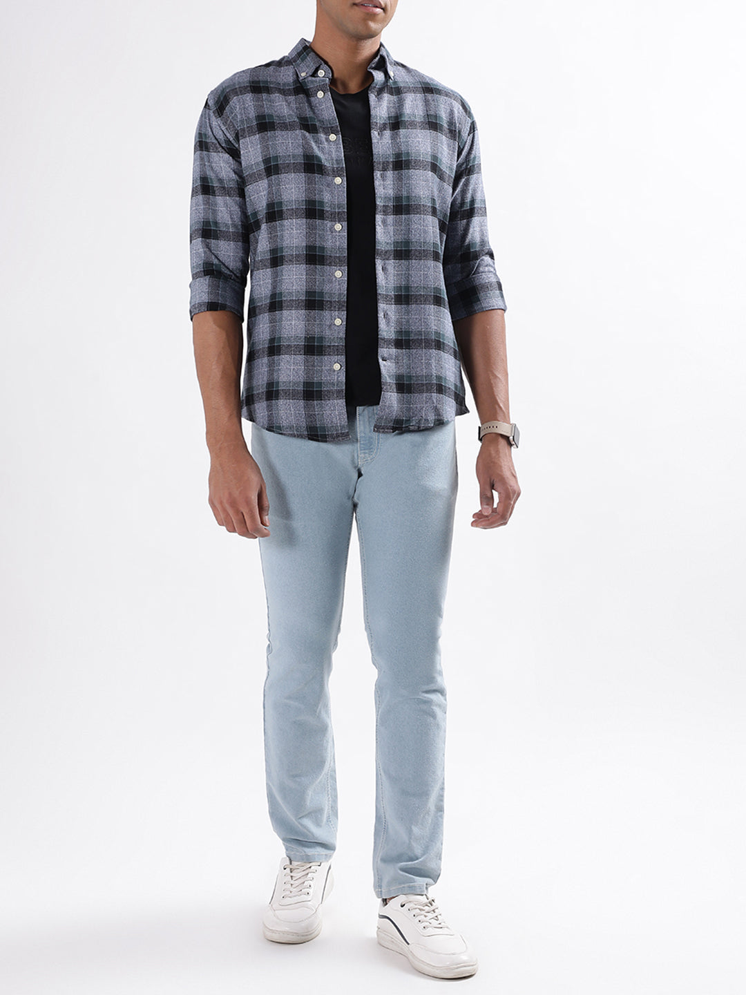 Lindbergh Green Checked Slim Fit Shirt