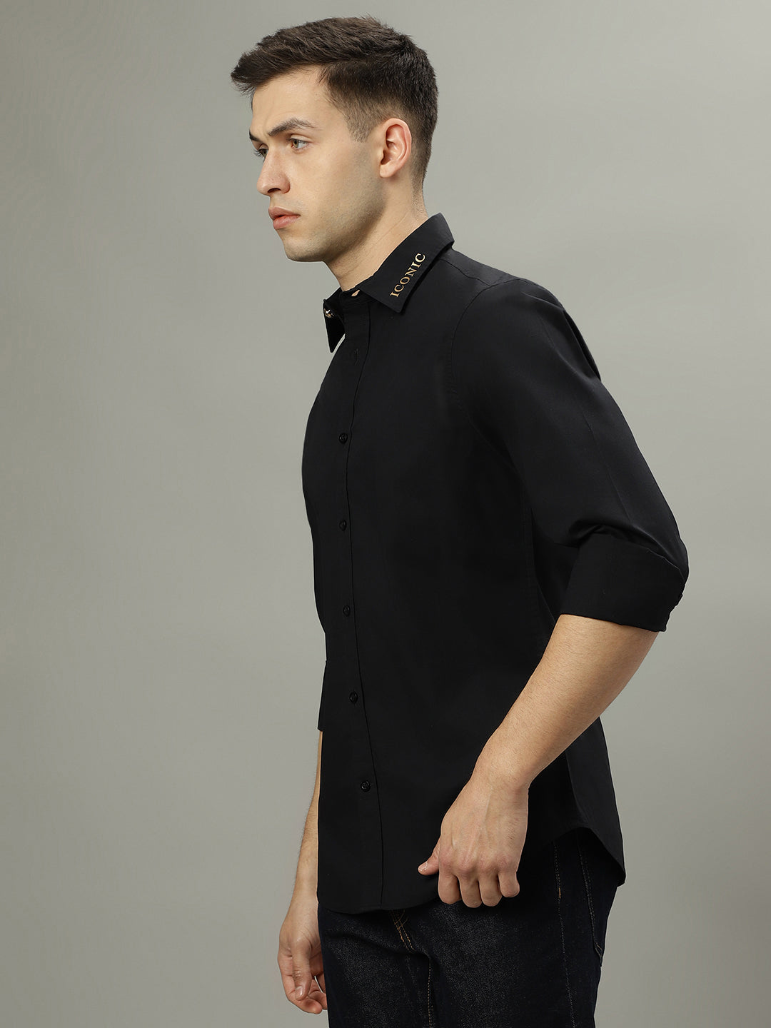 Iconic Black Regular Fit Shirt
