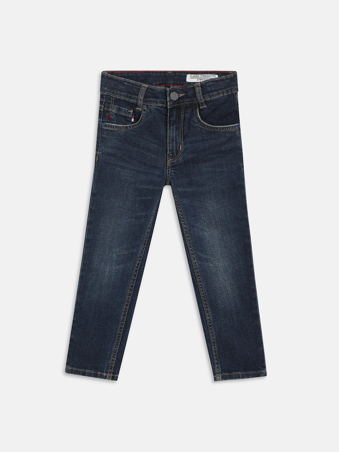 Shop Blue Giraffe Boys Blue Solid Straight Fit Jeans Online