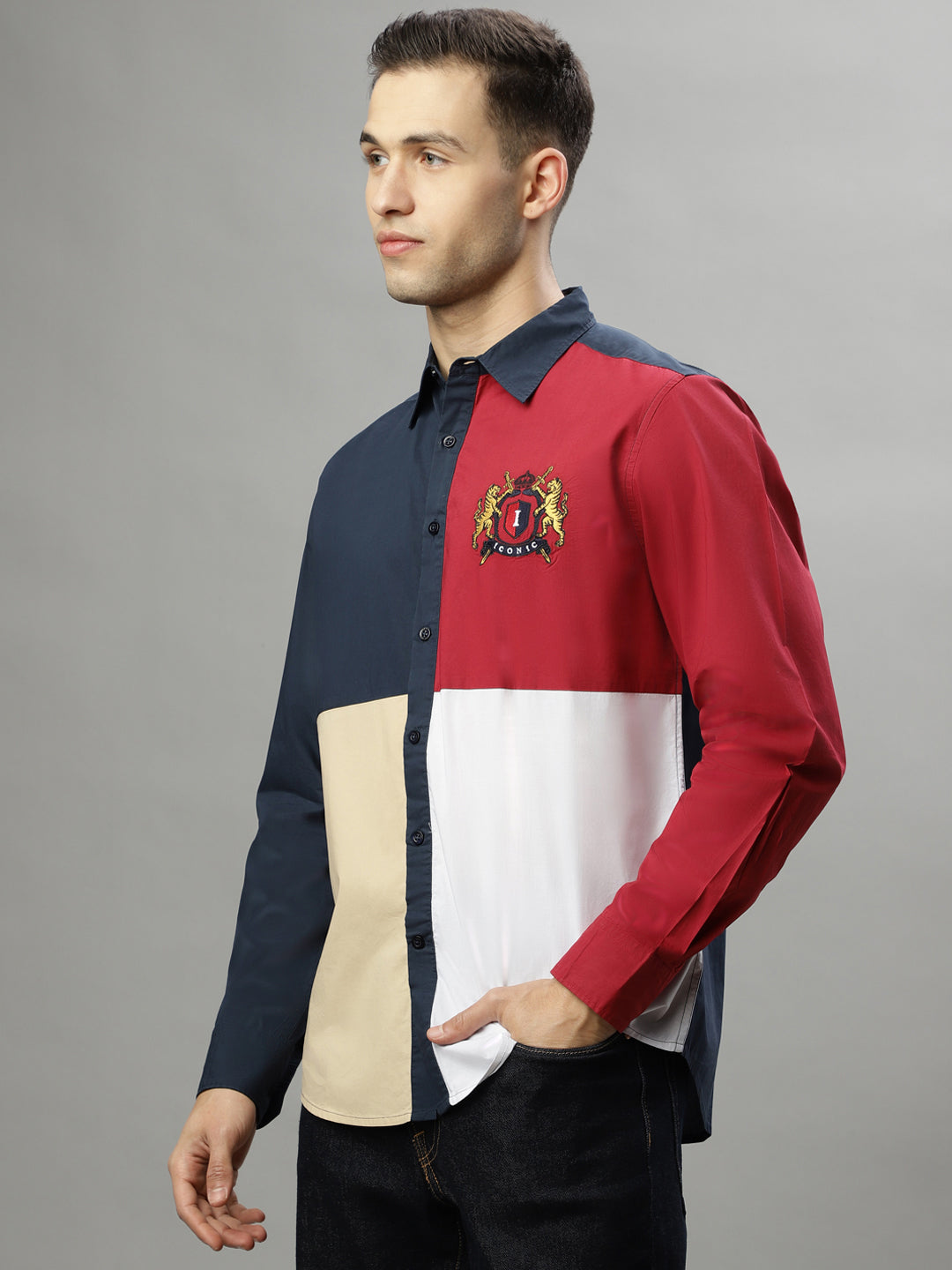 Iconic Multi Color Fashion Logo Regular Fit Shirt