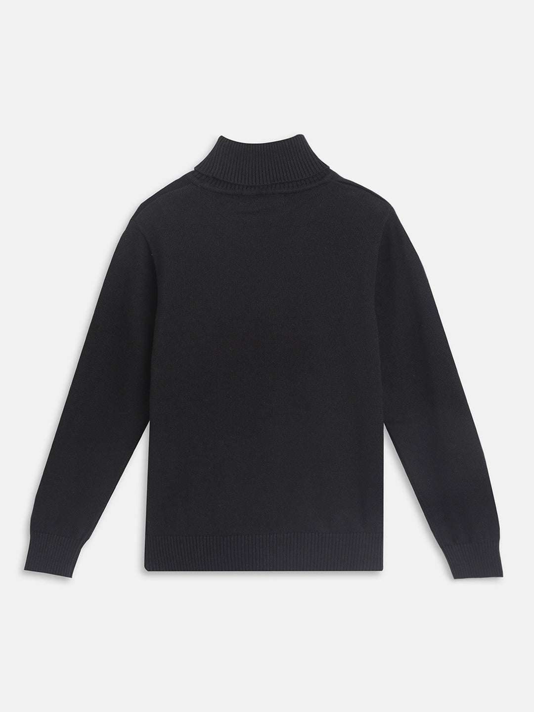 Blue Giraffe Boys Black Solid Turtle Neck Sweater