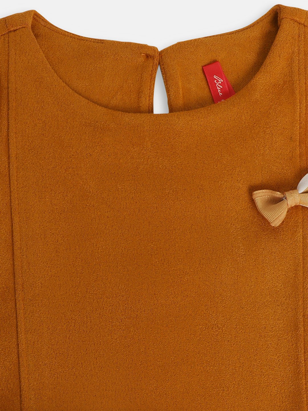 Blue Giraffe Girls Brown Solid Round Neck Dress