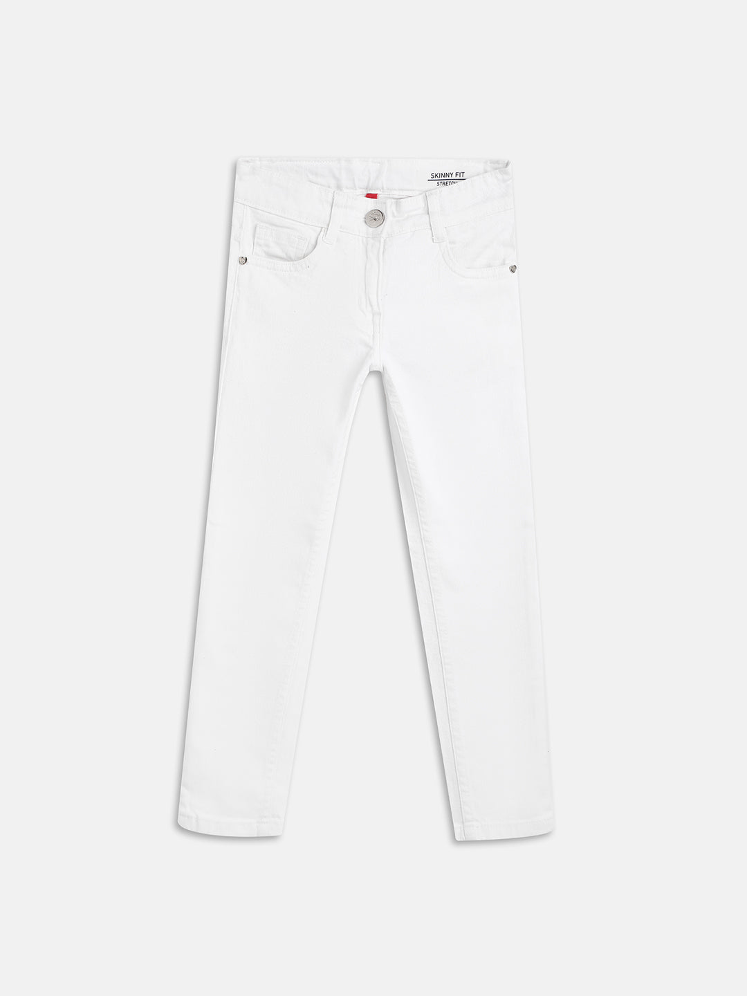 Blue Giraffe Girls White Printed Regular Fit Jeans