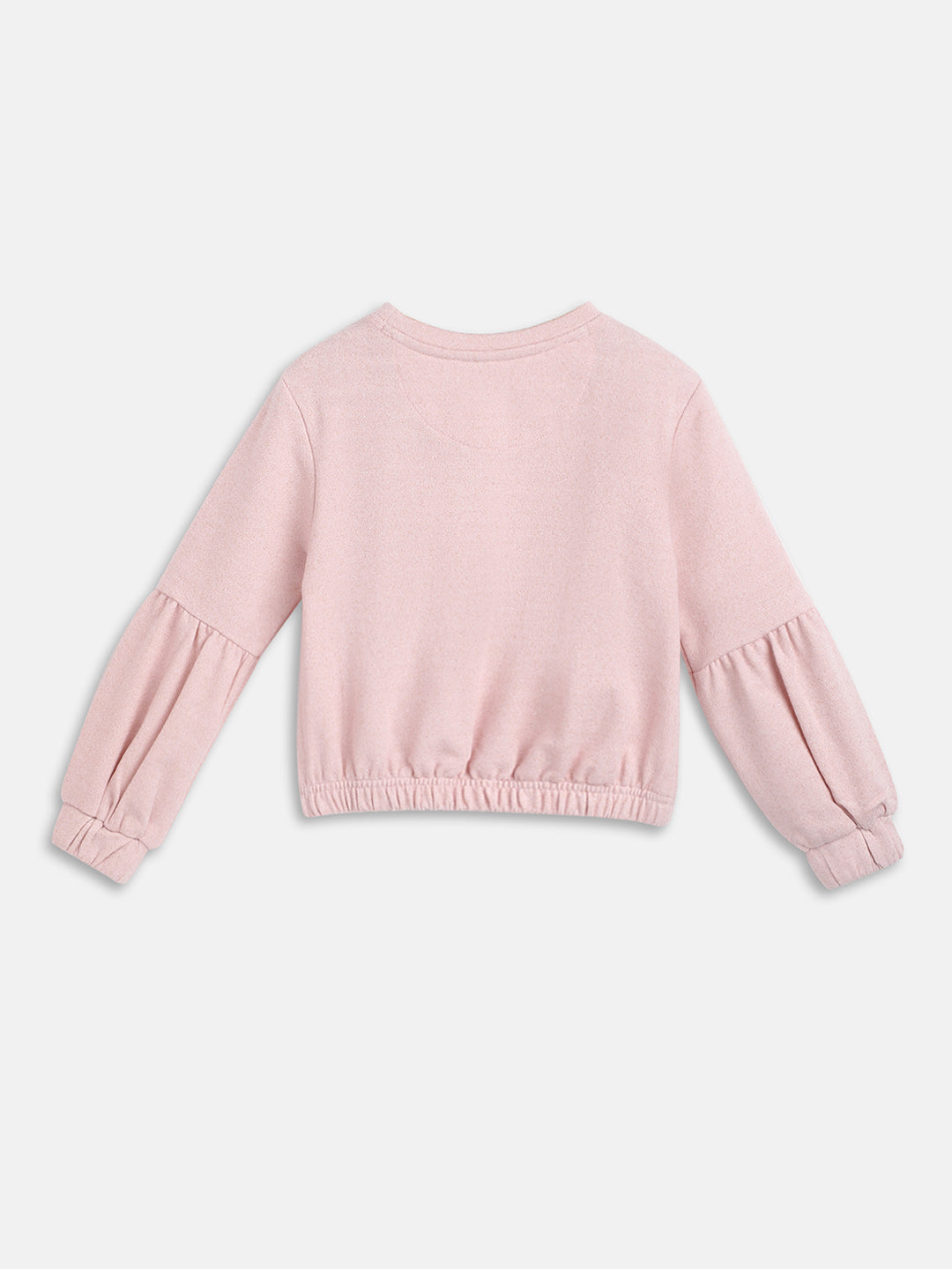 Blue Giraffe Girls Pink Solid Round Neck Sweatshirt