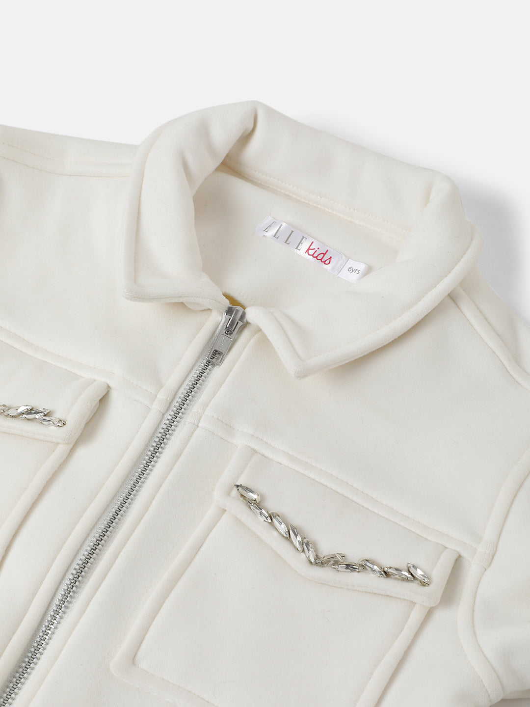 Elle Girls Solid Shirt Collar Full Sleeves Jacket