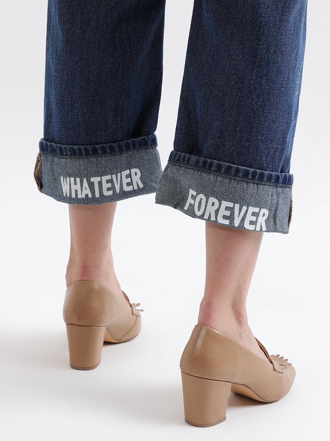 Elle Women Blue Solid Straight Fit Jeans