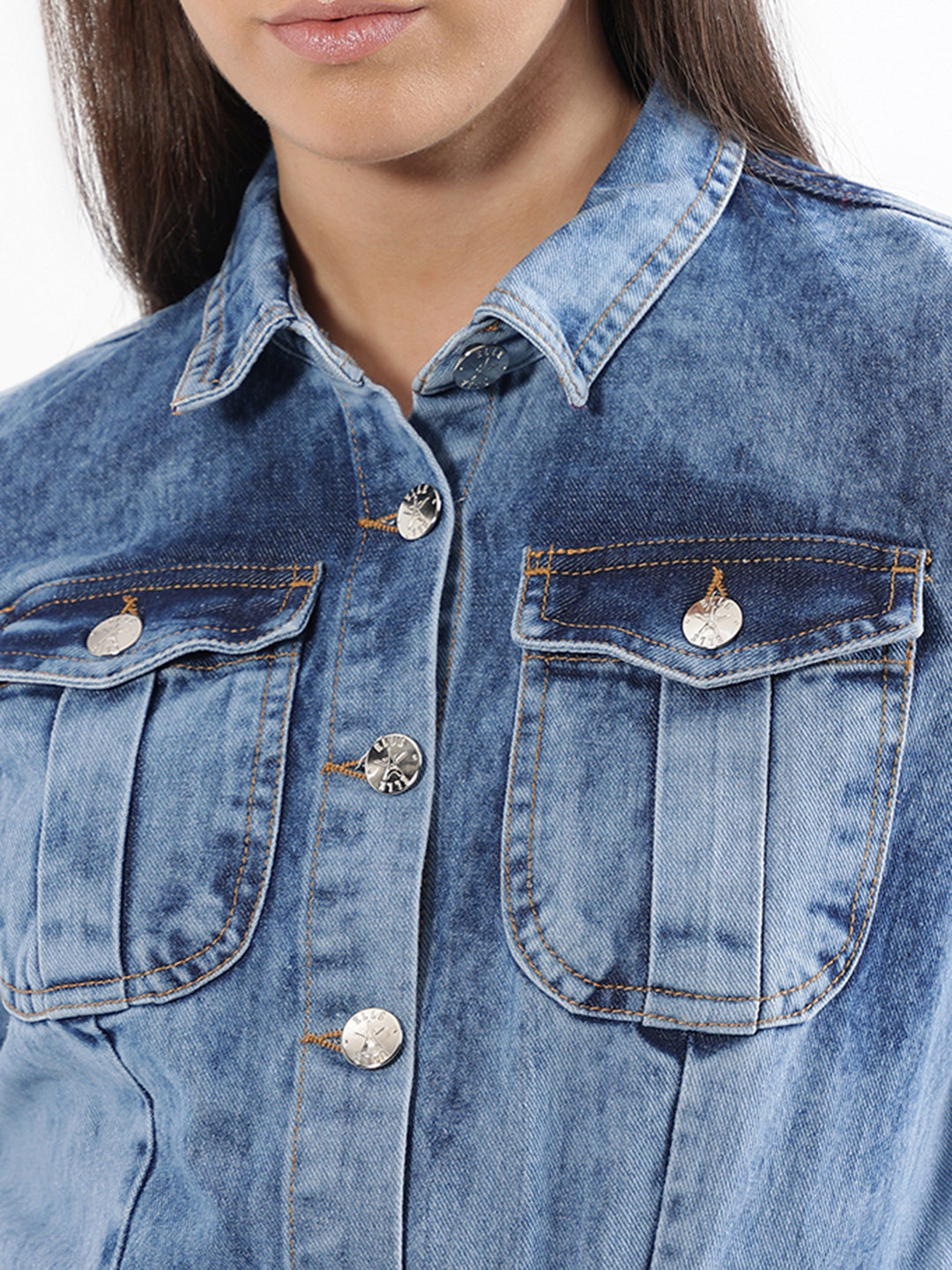 Elle Women Blue Solid Collar Jumpsuit