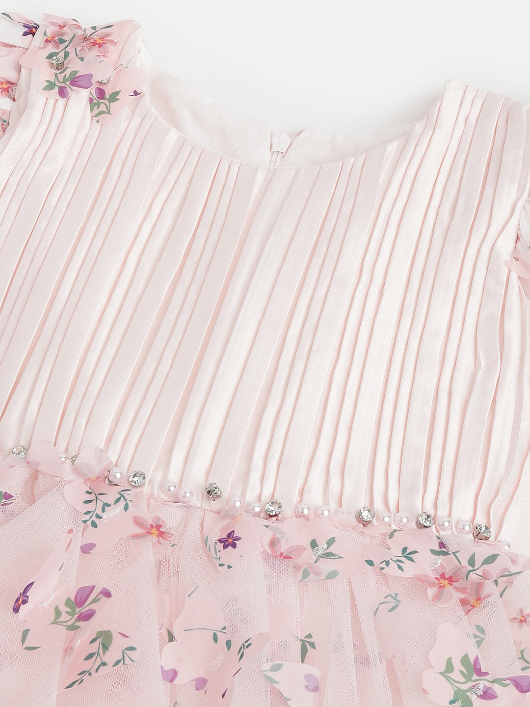 Blue Giraffe Girls Pink Printed Round Neck Dress