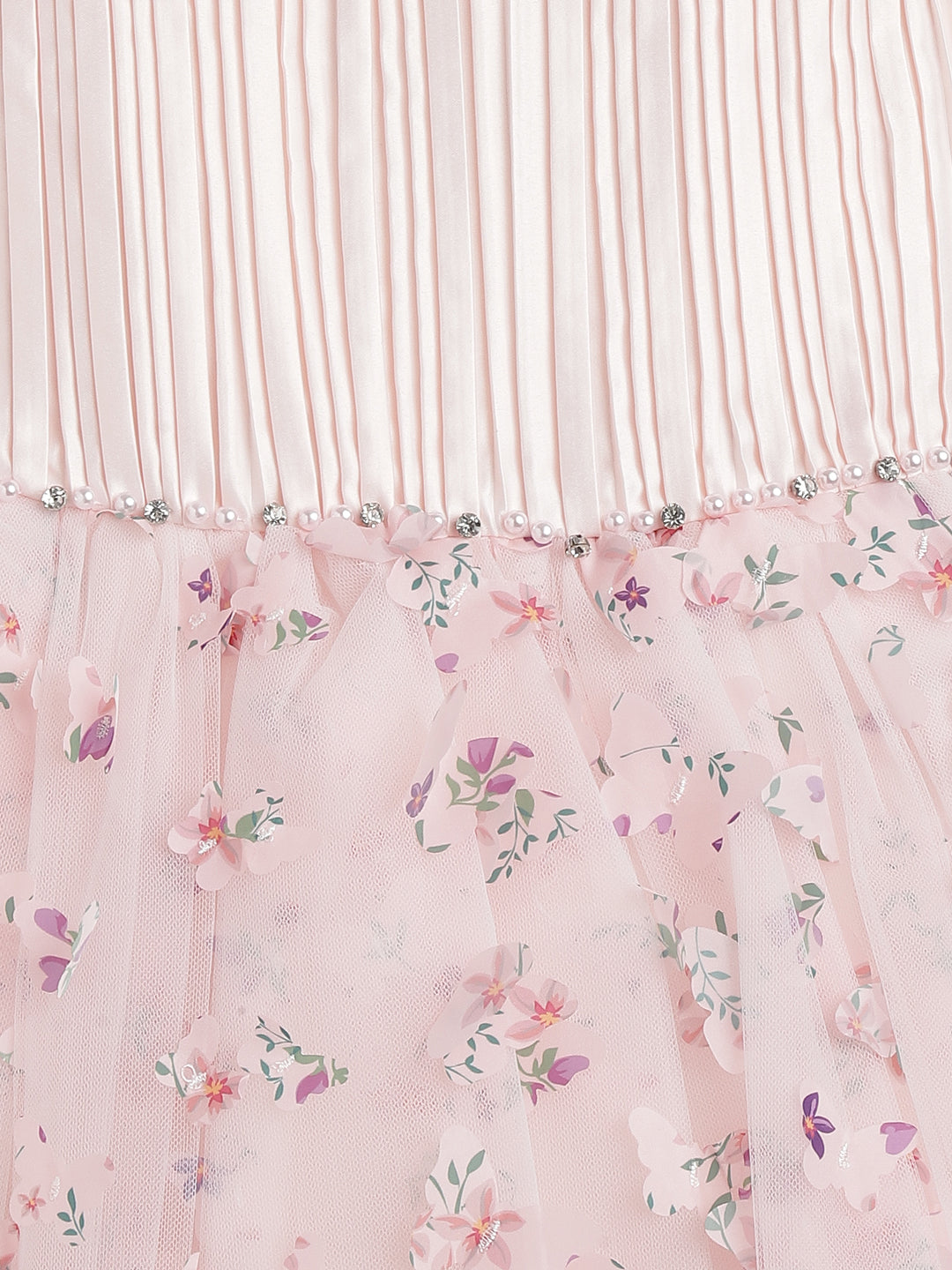 Blue Giraffe Girls Pink Printed Round Neck Dress