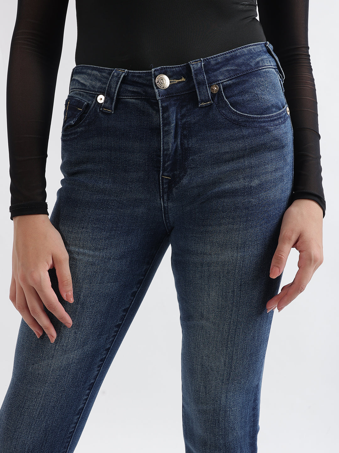 True Religion Women Blue Washed Super Skinny Jeans