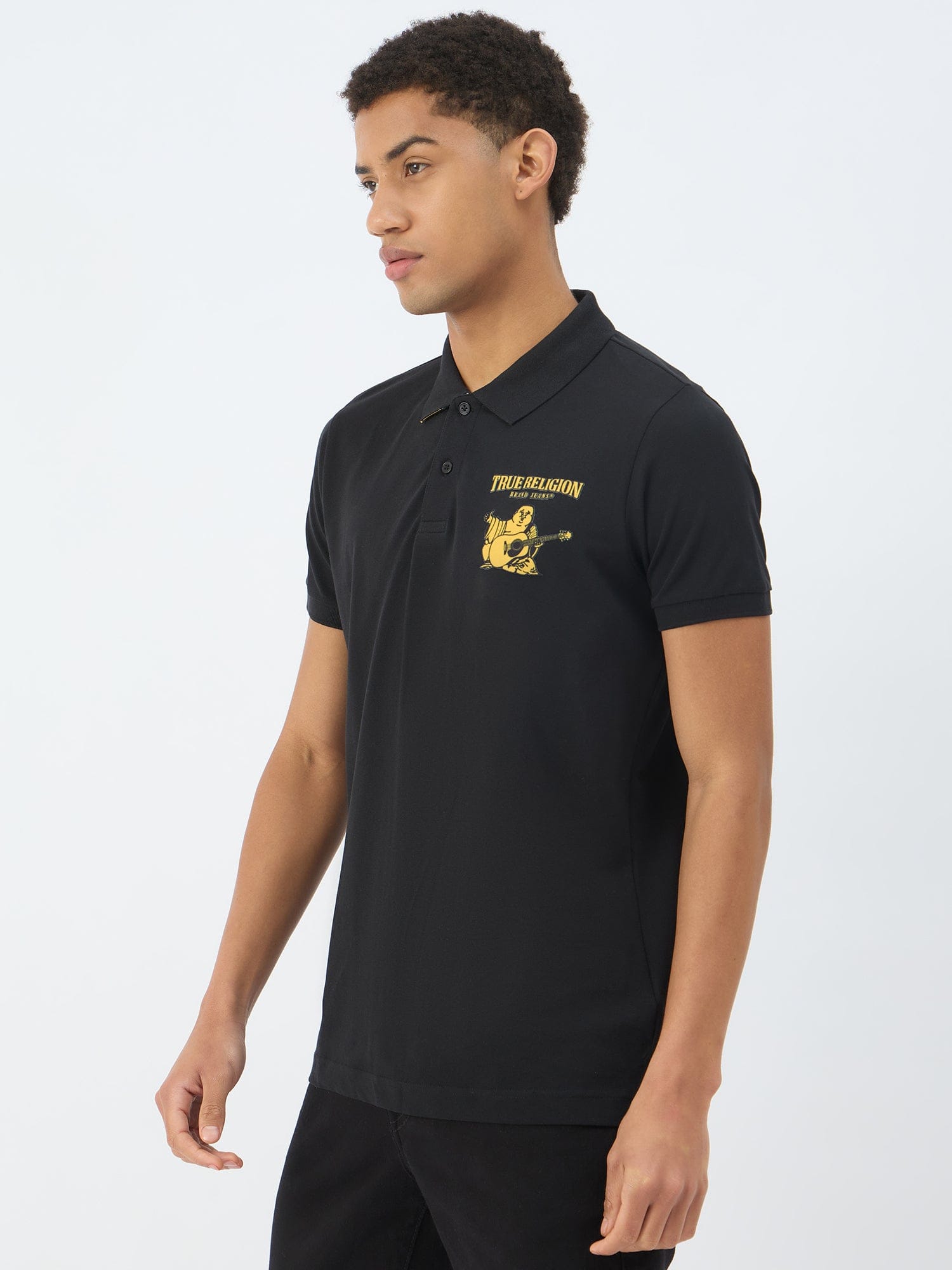 True Religion Men Black Polo Tshirt