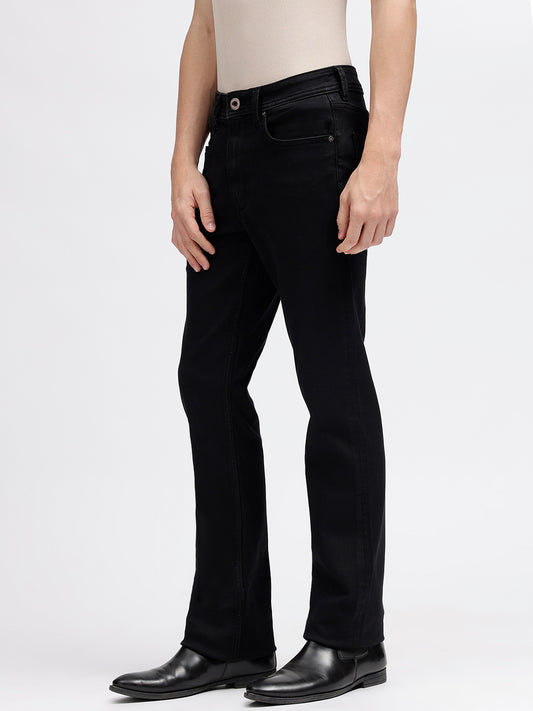 Iconic Men Black Solid Mid-Rise Tapered Fit Jeans