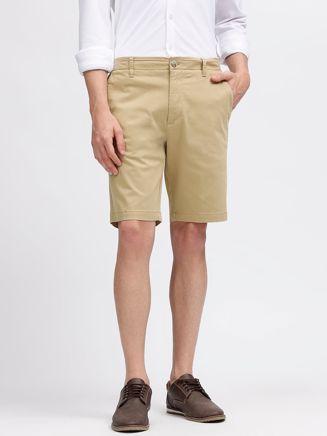 Bruun & Stengade Men Beige Solid Regular Fit Shorts